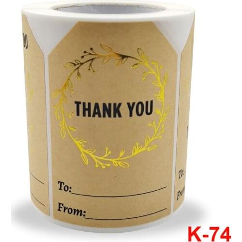 New rolled kraft paper thank you for stamping sticker gift sticker business wrapping paper decoration