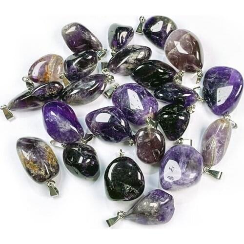 10PCS Natural Irregular Amethysts Pendants Charms Pendants for Jewelry Making DIY Accessories Fit Necklaces Size 10x25-15x35mm