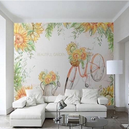 Drop Shipping Custom Photo Wallpaper European Minimalist Bike Flowers Background Wall Mural Living Room Bedroom Hotel Wallpaper