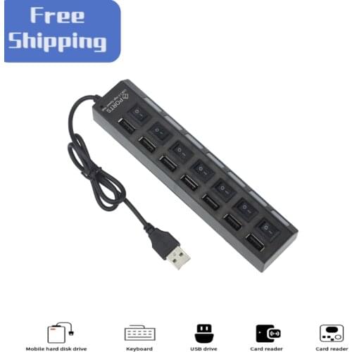 7 Ports USB Hub 40CM Expander Line With ON/OFF Switch High Speed Splitter Adapter USB For Macbook PC Laptop Accessories