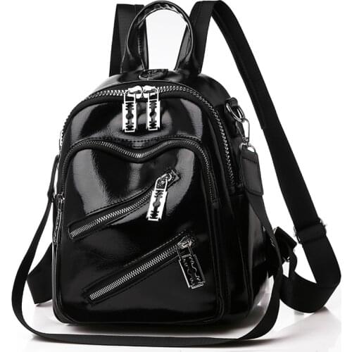 New women fashion backpack patent leather small daypacks for girl good quality single shoulder bag back bagpacks
