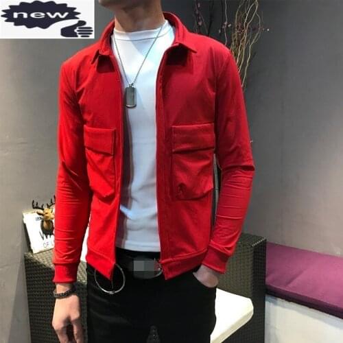 Korean Fashion Thin Men Street Zipper Slim Solid Color Casual Jacket Preppy Style Black Short Coat Male Plus Size 5XL