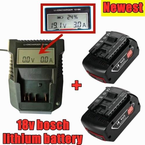 18V 6.0Ah for Bosch Electric Drill 18V 6000 MAh Li-ion Battery BAT609, BAT609G, BAT618, BAT618G, BAT614, 2607336236 +LCD Charger