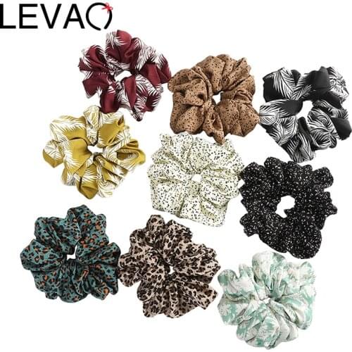 LEVAO Oversized Printed Women Hair Band Scrunchiess Elastic Headbands Satin Hairbands Girls Hair Tie Hair Rope Hair Accessories