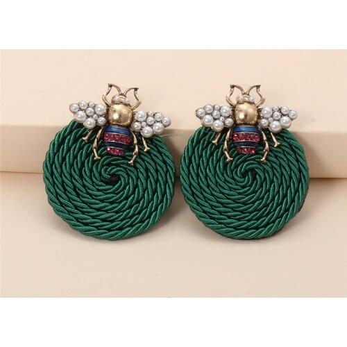 JURAN Boho Ethnic Crystal Round For Women Girls Baroque Handmade Colorful Rhinestone Earrings Large Statement Jewelry Brincos