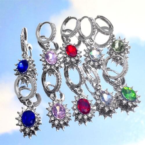 JUST FEEL Shiny Crystal Drop Earrings for Women 2020 New Fashion Geometric Rhinestone Earrings Exquisite Jewelry Party Gift