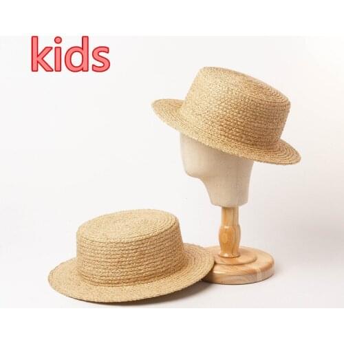02001-hh6014 new spring kids handmade raffia grass fedoras cap children leisure panama hat