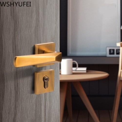 1pcs home high quality door lock modern minimalist bedroom mute door handle indoor room handle lock with key