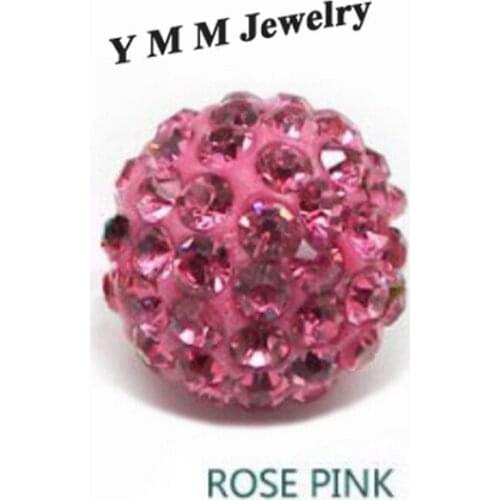 10MM Crystal Disco Balls Loose Spacer Beads Rose Pink Pave Rhinestone Beads 24PCS