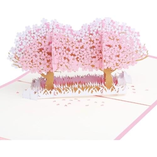 10pcs Wholesale 3D Handmade Romantic Sakura Tree Flower Sea Paper Invitation Greeting Card PostCard Valentines Day Wedding Gift