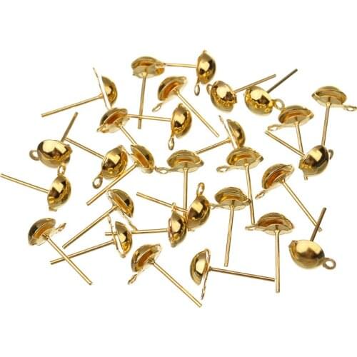 100pcs/lot 7mm/10mm Fashion DIY Smooth ball ear pin Stud Ear Hook Jewelry Findings 6mm/8mm