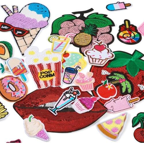 35pcs/set Lovely Appliques Computerized Embroidery Cloth Iron On Patches Costume Handmade diy Making Accessories Mixed Shapes