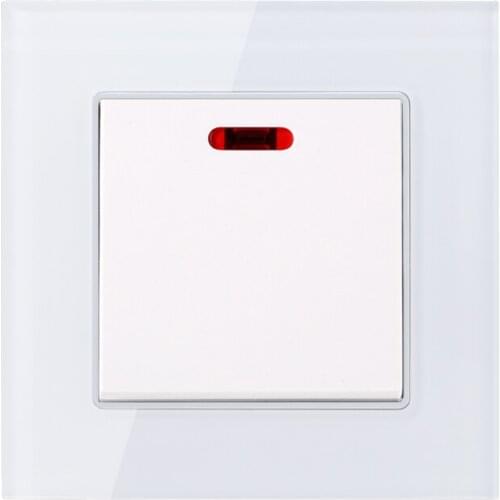 86 Type 20A High-power Current Switch Tempered Glass Panel with Indicator Light for Air-conditioning Water Heater
