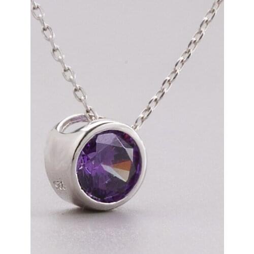 925 Sterling Silver Intoxicatingh Amethyst Luminous pendant Necklace for women,silver Charm DIY Beaded Pendant Clavicle necklace