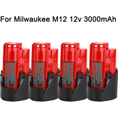 Rechargeable 3000mAh Battery for Milwaukee M12 XC Cordless Tools 3000mAh 12 v batteries 48-11-2401 MIL-12A-LI
