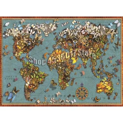 Diamond Painting Butterfly World Map DIY Diamond Embroidery Full Square Drill Christmas Maps Insects Rhinestone Decor Gift