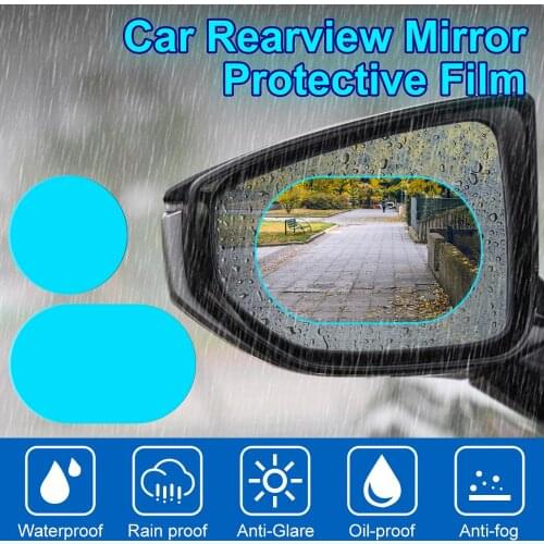 Car Rearview Mirror Protective Film Anti-fog Rainproof Anti-glare Rearview Mirror Soft Film Windshield 95*95mm Transparent