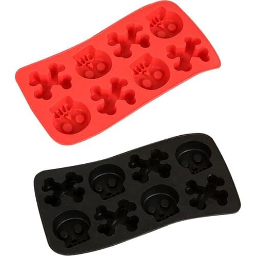 Household silicone skull human bone ice tray ice cube mold chocolate mold biscuit mold DIY baking tools 3D skull kitchen stick