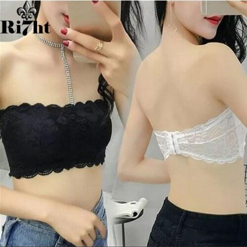 Valentines day Sexy Summer Women Elastic Strapless Bra Lace Tube Top Bandeau Crop Tank Seamless Padded Underwear Wholesale