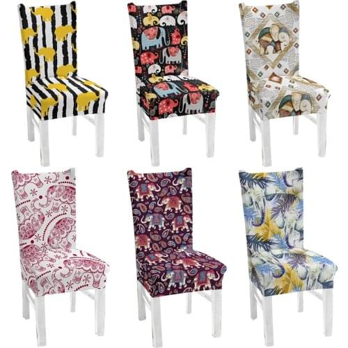 Dining Chair Covers Elephant Printing Spandex Elastic Modern Slipcovers Furniture Cover Kitchen Wedding For Sell