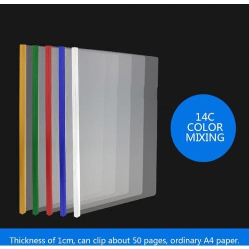 5 PCS/Lot A4 Report Covers With Sliding Bar, Clipbar Presentation Slidebinder Files 50 Sheets Capacity, Blue Green Yellow Red