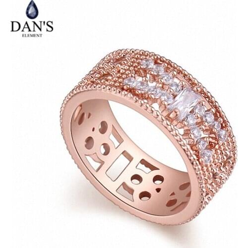 DANS 2 colors Real Brand AAA Zirconia Micro Inlays Simple Vintagle Fashion Ring for women New Sale Hot 117593Rose