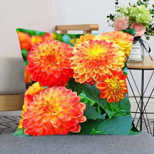 Nice Dahlias Flower Pillow Case Modern Home Decorative Pillowcase 35x35cm,40X40cm(one sides) For Living Room Pillow Cover