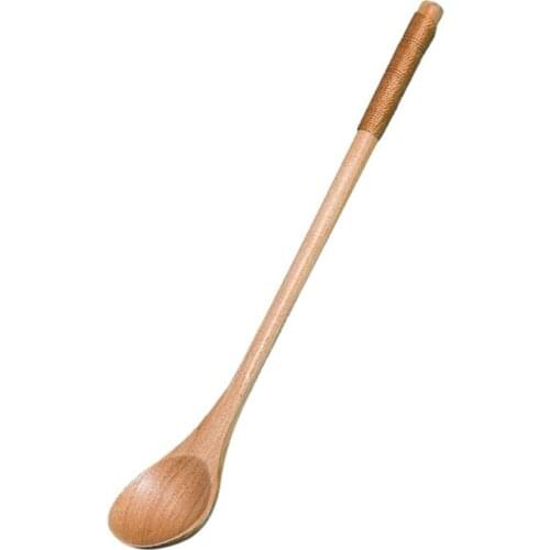 Wooden Long Spoon Kitchen Cooking Utensil Tools Tableware Spoon Soup Teaspoon Stirring Spoon Coffee Spoons