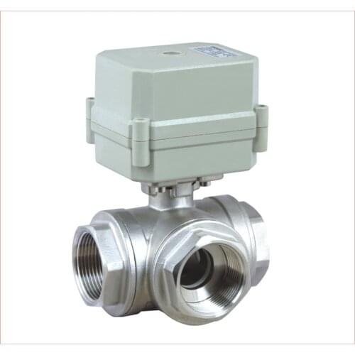 1'' DN25 3 Way Motorized Stainless Steel Ball Valve 110-230VAC 9-24VAC/DC Electric Control Valve With Capacitor Auto Return