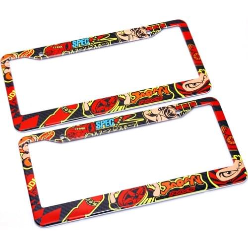 JDM Bome Graffiti Aluminum License Plate Frame Tag Cover Holder USA/CA Standard 2pcs/pair