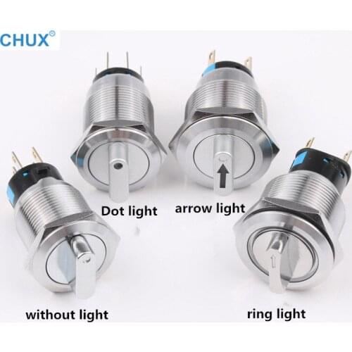 19mm 22mm Electrical Knob Button Switch 2 3 Position Latching On Off Push Button Rotary Switch With Arrow Light