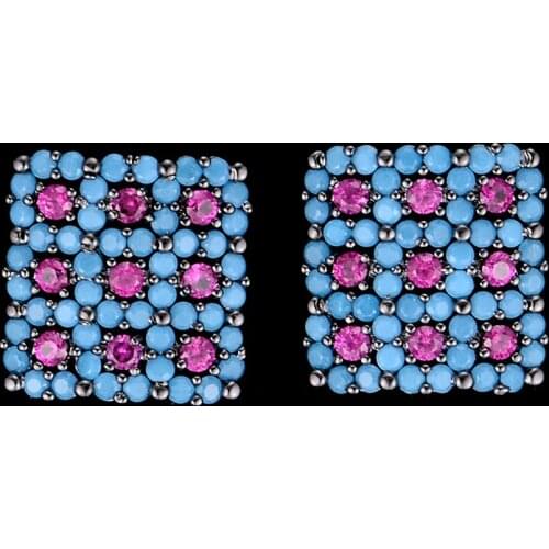 LARRAURI Trendy Charms Square Stud Earrings Luxury Full Cubic Zirconia Earrings For Women Bridal Wedding Fashion Jewelry 2019