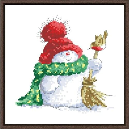 Snowman cross stitch kit small pattern package 18ct 14ct 11ct cloth cotton thread embroidery DIY handmade needlework