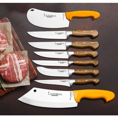 Lazbisa Kitchen Knife Set Meat Knife Chicken Bone Line Mince Pita Onion Pie Line 8 Pcs Set
