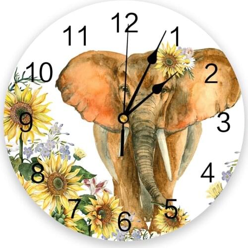Elephant Sunflower Flower 3D Wall Clock Modern Design Living Room Decoration Kitchen Clock Art Wall Watch Home Decor