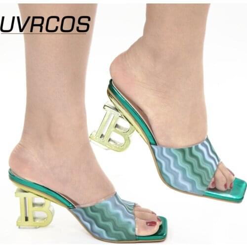 Latest Design Decorated with Rhinestone African Party Pumps High Heels African Pointed Toe Shoes Decorated with Convenient