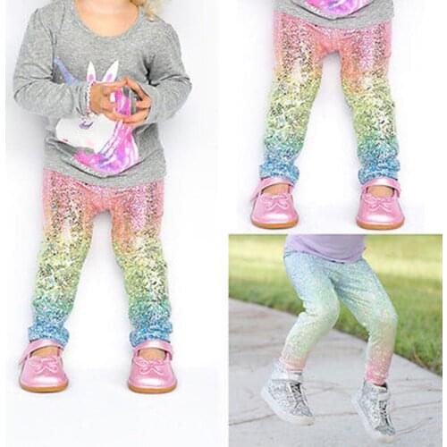 2017 New Toddler Kids Girl Baby Sequin Leggings Pants Trousers Clothes Outfits