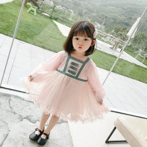 2020 Autumn New Baby Girl Mesh Princess Dress Long Sleeved Girls Kids Birthday Party Dresses Child Vestido Clothes