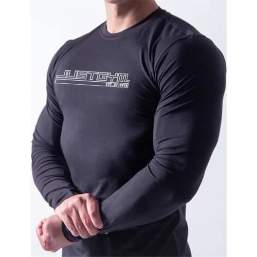 New Autumn Sporting Long Sleeve T Shirt Men Cotton Fitness T-shirt Men Bodybuilding Tshirt Fashion Streetwear Teeshirt homme
