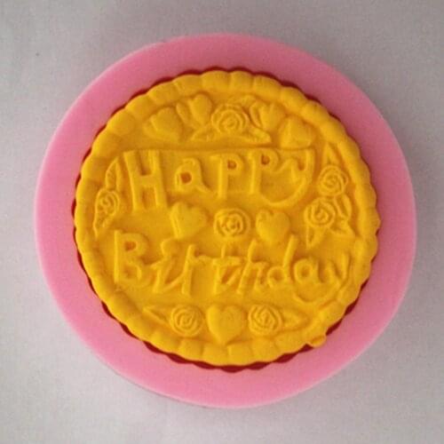 New "Happy Birthday" lace fondant cake molds soap chocolate mould for the kitchen baking FM093