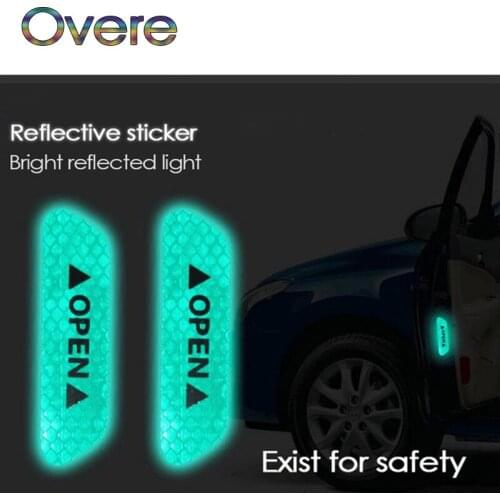 Overe 1Set Auto Safety Warning Mark Tape Car Door Reflective Stickers For Renault Megane 3 Duster Captur Chevrolet Cruze Aveo