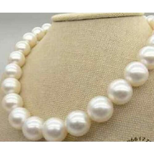 Free shipping natural18" 12-13mm south sea round white pearl necklace 18inch 14k