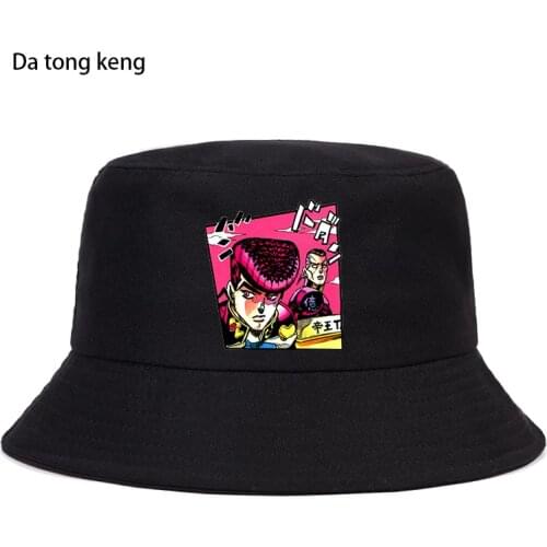 Bob JoJo Bizarre Adventure Anime JOJOs Bucket Hats Summer Panama Women Fisherman Hat Cotton Black Caps Hip Hop Beach Cap
