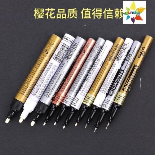 Sakura PenTouch Permanent Metallic Paint Marker, 2.0 mm Medium Tip,1.0 mm, Gold, Silver and white,chemically stable, waterproof