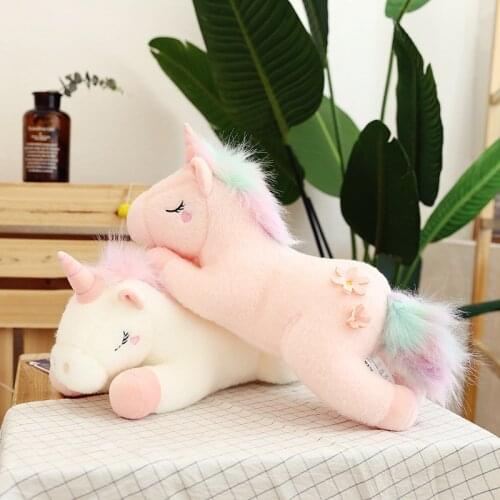 Cute Pink Unicorn Plush Dolls Soft White Stuffed Animal Toys Long Pillows Kids Girlfriends Christmas Gift