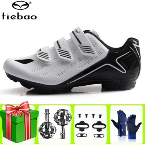 Tiebao Cycling Shoes Men add SPD pedal Outdoor Sports MTB Bike Shoes TPU Breathable Athletic Racing Self-Locking Bicycle Shoes