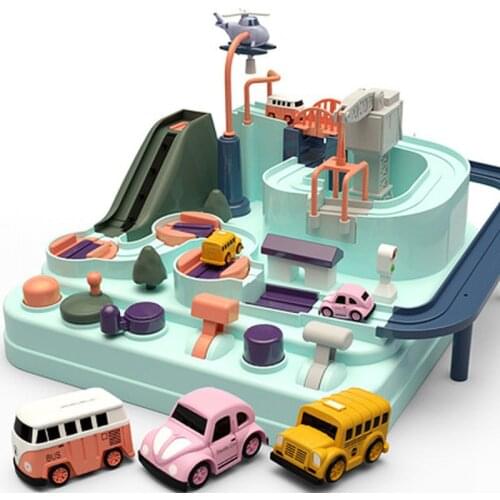 6 styles Racing Rail Car Model Educational Toys Children Track Car Adventure Game Brain Mechanical Interactive Sensory games