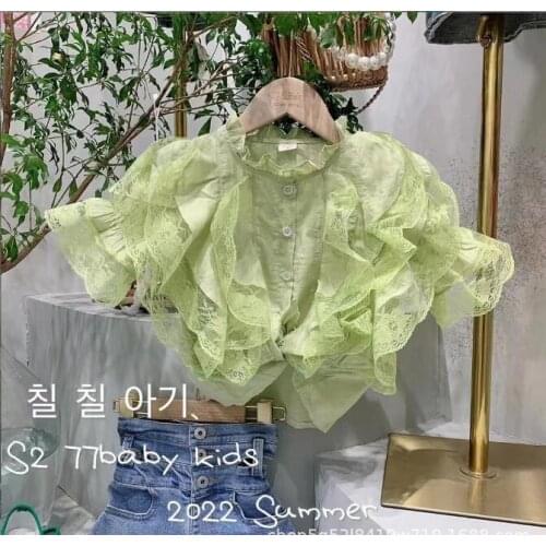 2020 Korean style girls shirt fashion summer cotton girls blouse 6-11t F258