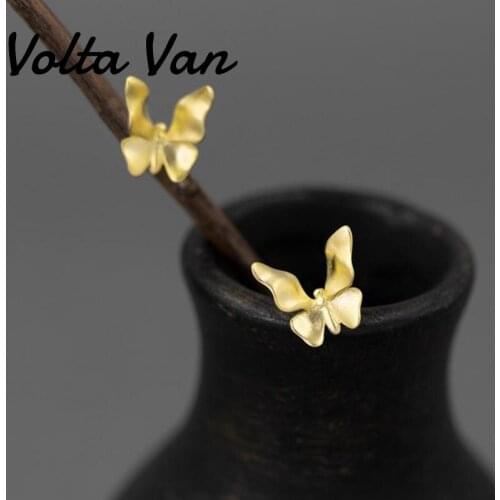 Volta Van 2021 New 925 Sterling Silver Stud Earrings Fine Jewelry Butterfly Casual Original Design Concise Earrings For Women