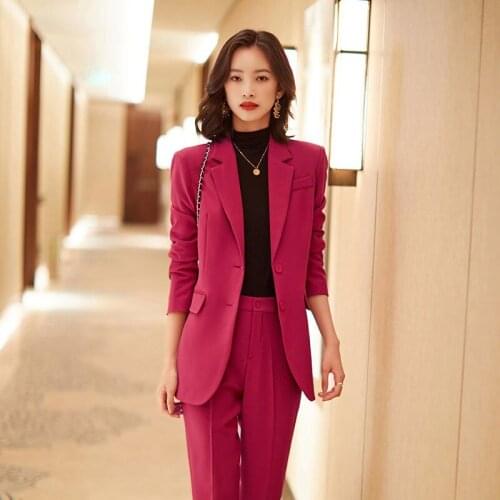2021 Spring Autumn Women Elegant 2 Pcs Set Female Single Breasted Blazer and High Waist Trousers Set Lady Fashion Chic Suit N223